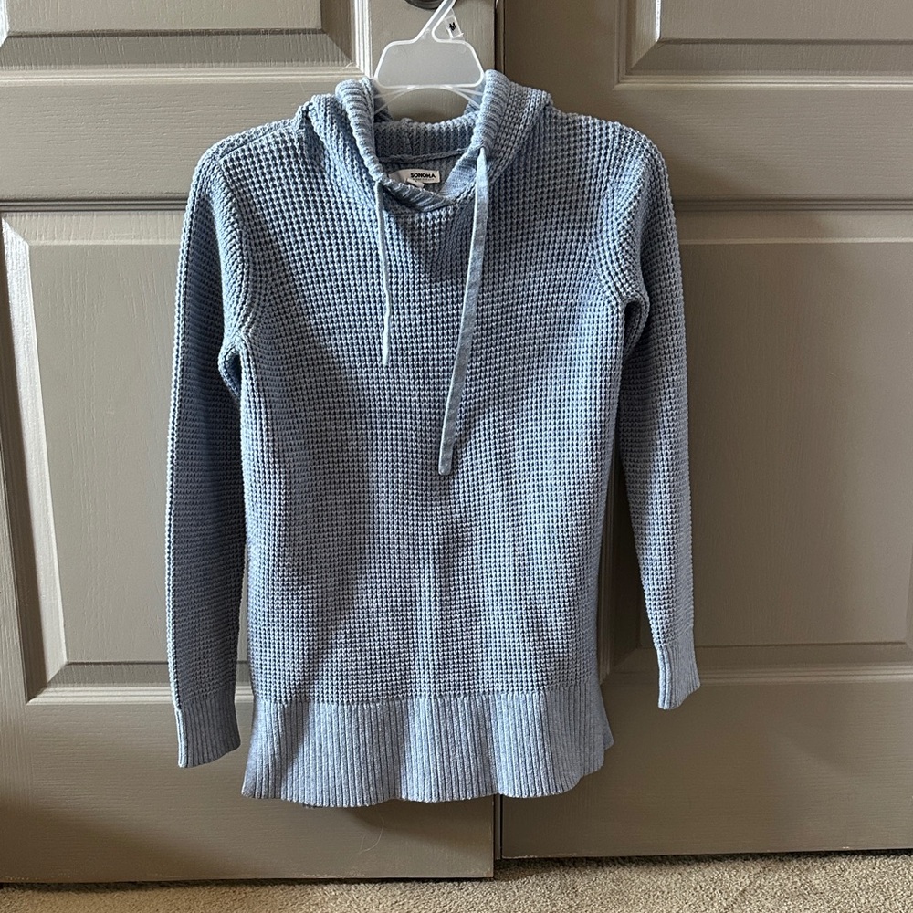 Sonoma Light Blue Waffle Knit Hooded Sweater